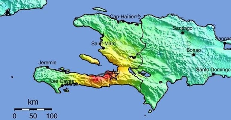 closeup Haiti map