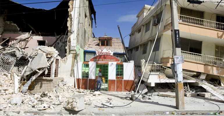 buildings damaged by an earthquake